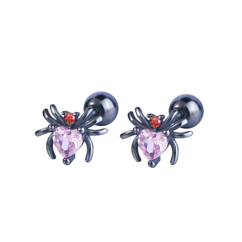 S925 Sterling Silver Halloween Spider Ear Cuff with Micro-set Zirconia