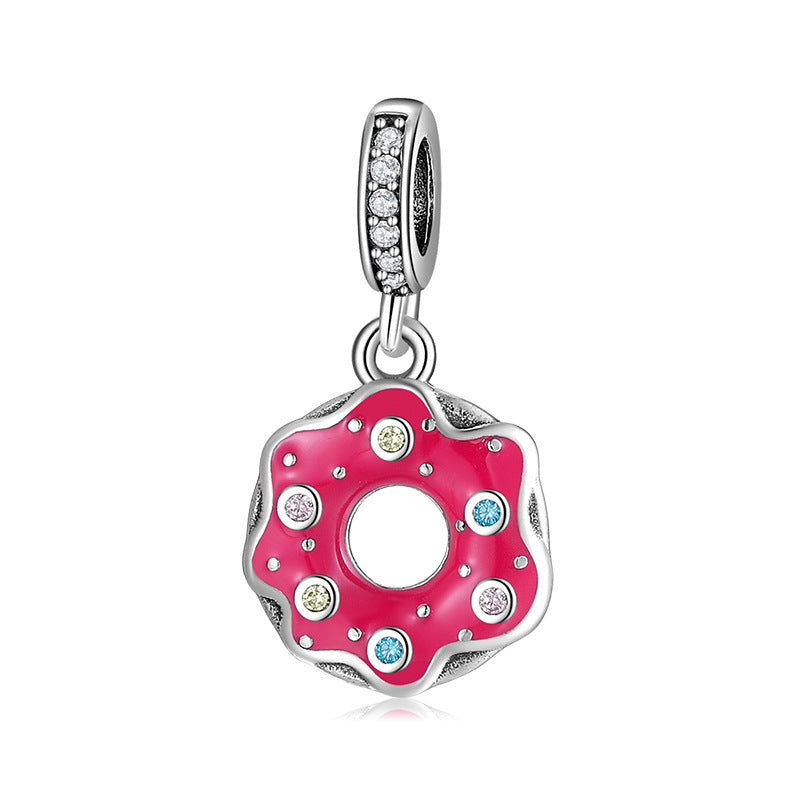 S925 Sterling Silver Donut Macaron Pendant