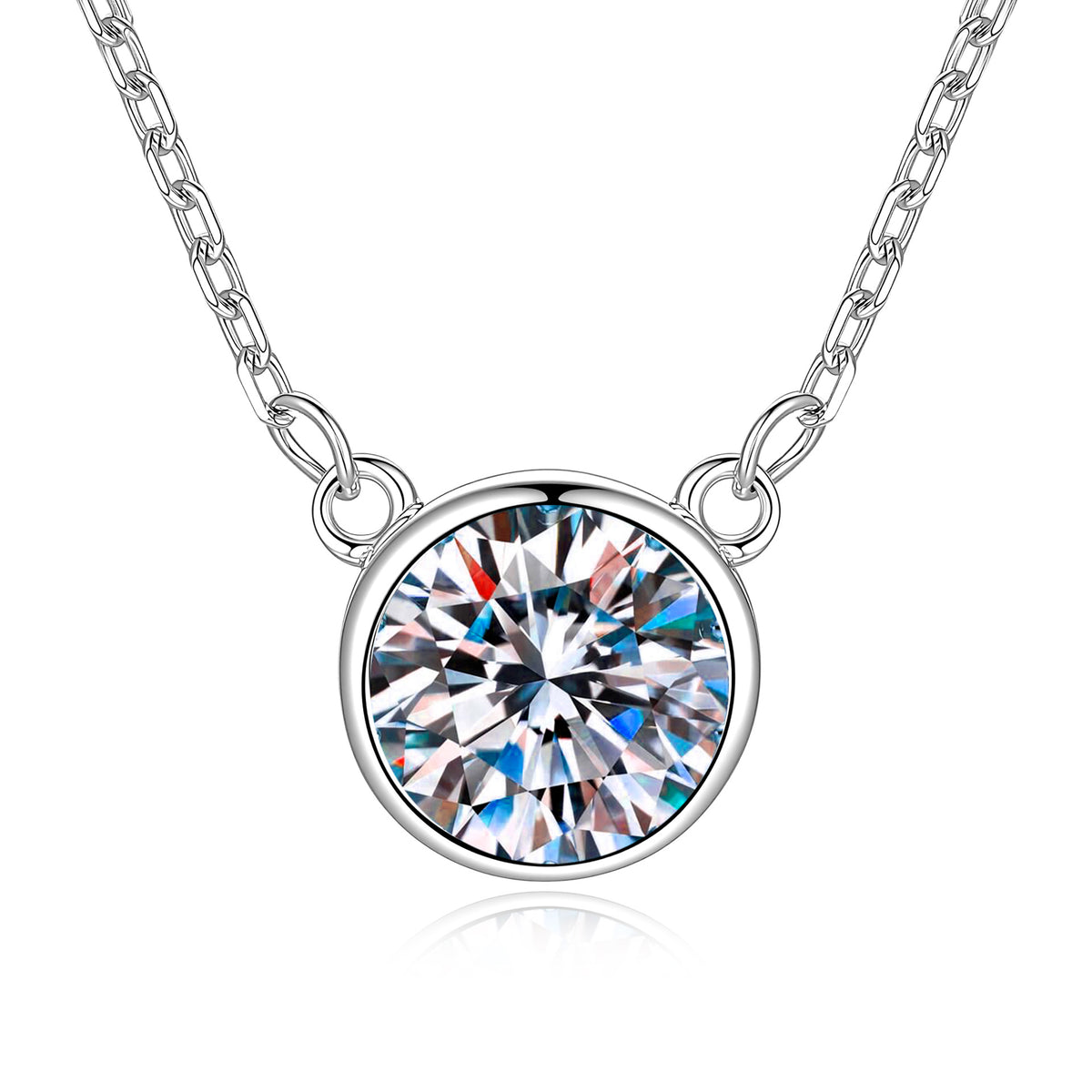 S925 Sterling Silver Bezel-Set Bubble Moissanite Necklace