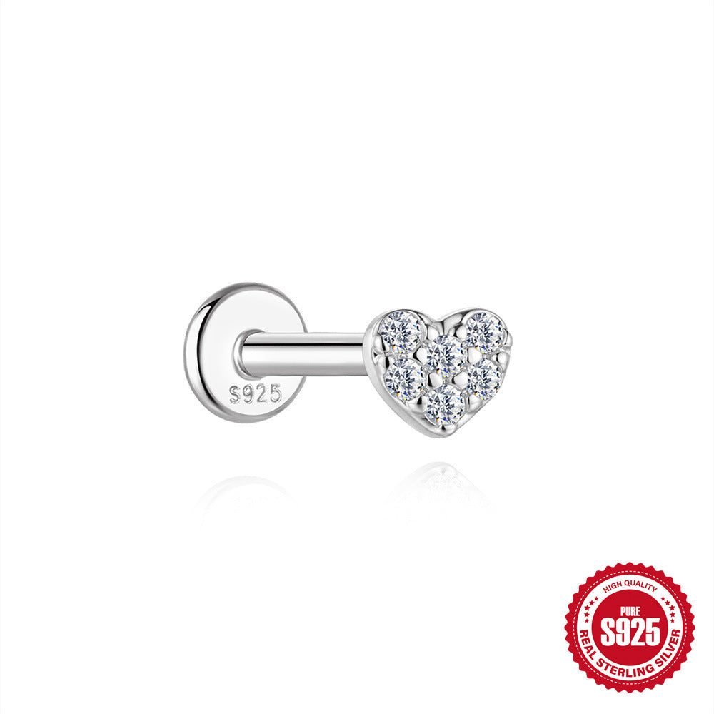 S925 Sterling Silver Moissanite Threaded Cartilage Stud