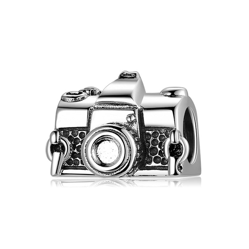 S925 Sterling Silver Camera Beaded Retro Camera Shape Pendant