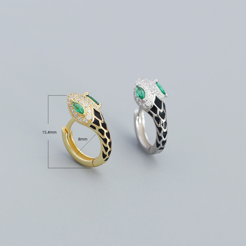 S925 Sterling Silver Halloween Snake-Shaped U-Hoop Earrings
