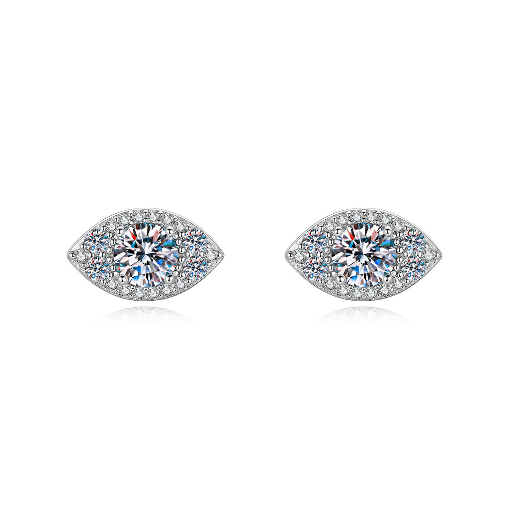S925 Sterling Silver Evil Eye Moissanite Stud Earrings