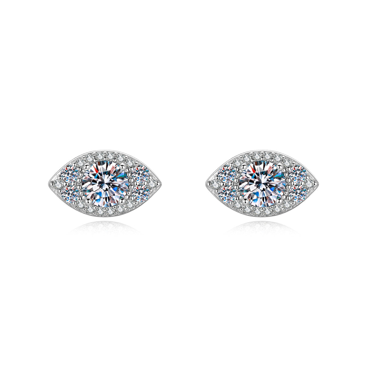 S925 Sterling Silver Evil Eye Moissanite Stud Earrings