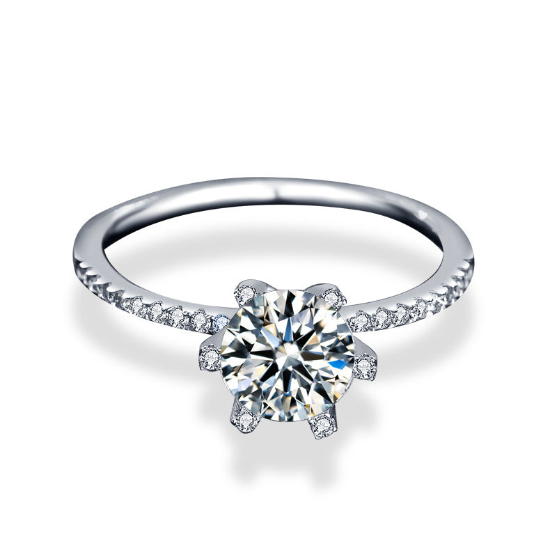S925 Sterling Silver Classic Six-Claw Moissanite Ring