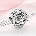 S925 Sterling Silver Hollow Scrollwork Beaded Pendant
