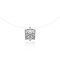 S925 Sterling Silver Moissanite Square Pendant Mermaid Necklace