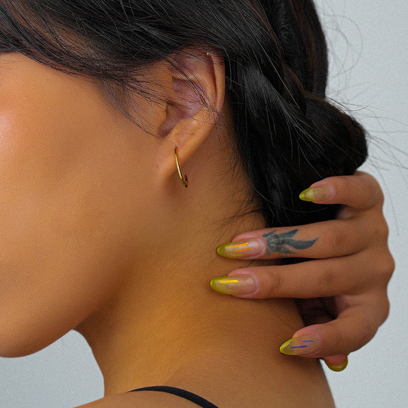 925 Sterling Silver C-Shaped Earrings