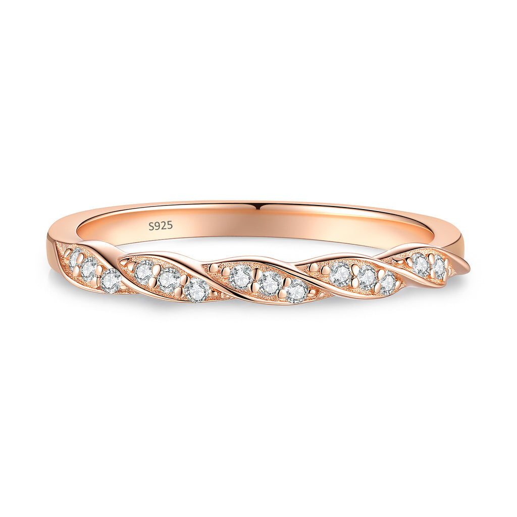 S925 Sterling Silver Rose Gold Twisted Möbius Ring
