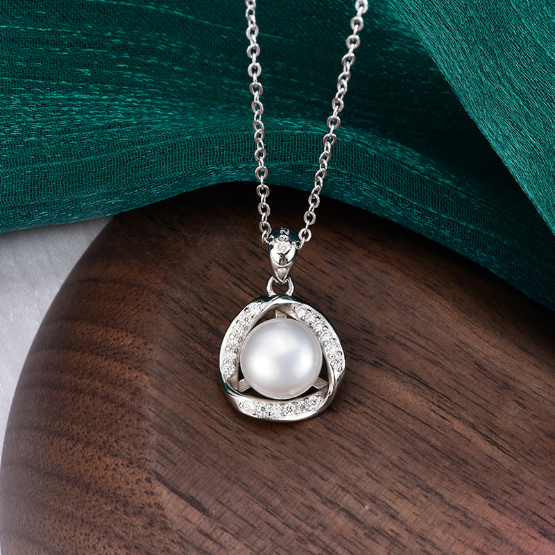 S925 Sterling Silver Moissanite Pearl Necklace