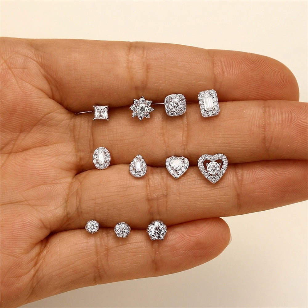 Authentic 925 Sterling Silver Geometric Earrings with D-Color Moissanite