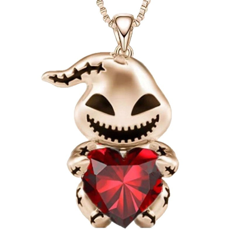 S925 Silver Halloween Baby Devil Heart Necklace
