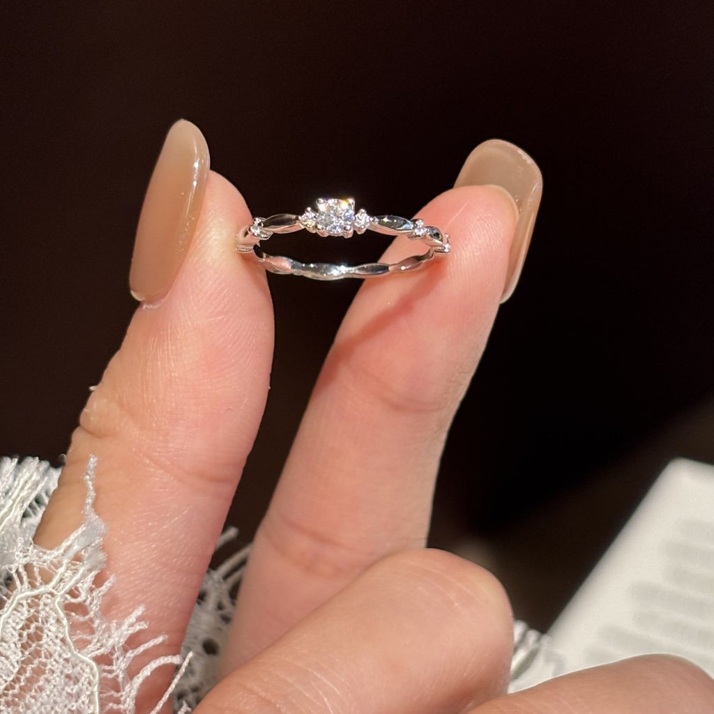 S925 Silver Angel Wing Moissanite Ring