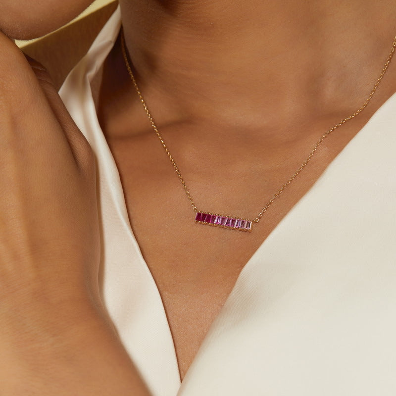 S925 Sterling Silver Bohemian Rainbow Necklace