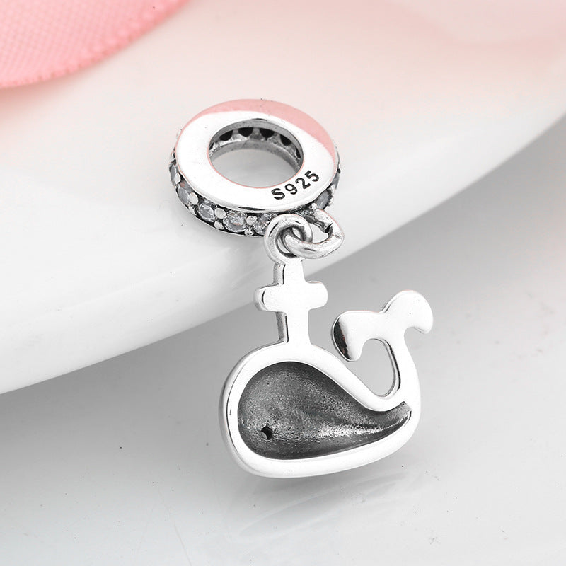 S925 Sterling Silver Whale Zircon Inlaid Pendant
