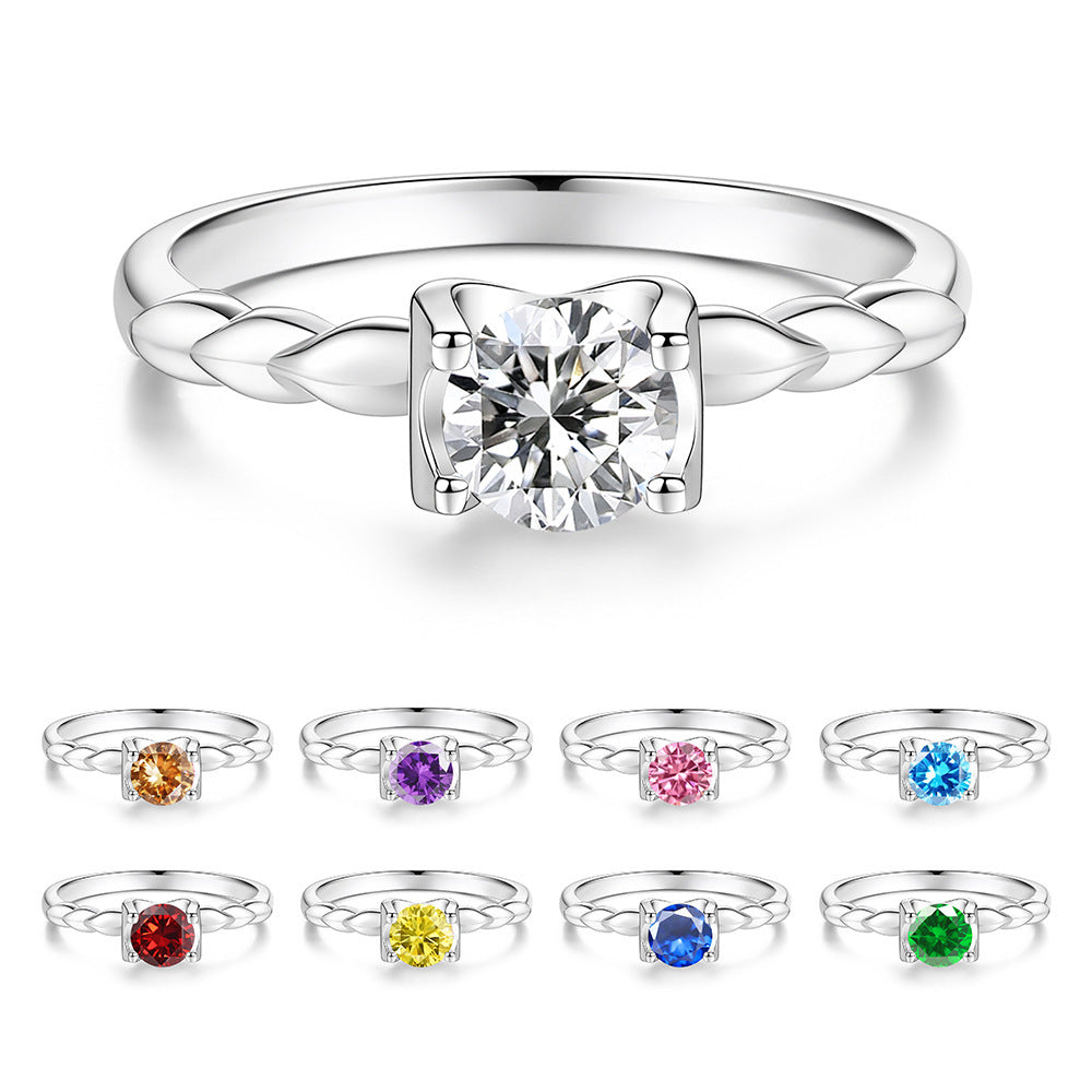 S925 Silver Colored Moissanite Bull-Head Ring