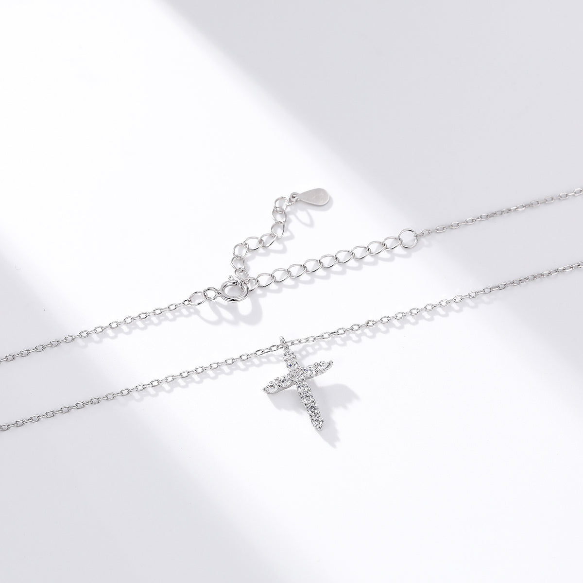 S925 Sterling Silver Faith Pendant with Zircon Cross Necklace