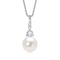 S925 Sterling Silver Moissanite Pendant Pearl Necklace