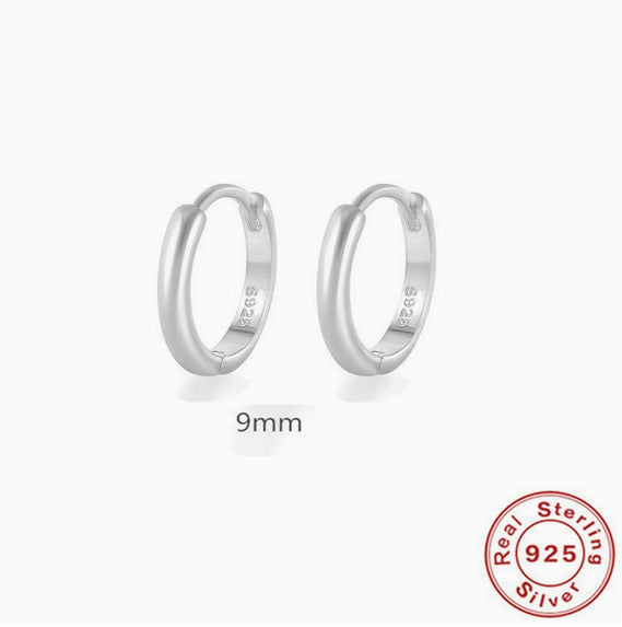 S925 Sterling Silver Geometric Hoop Earrings
