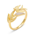 S925 Sterling Silver Gold Plated Inlaid Hetian Jade Ring 