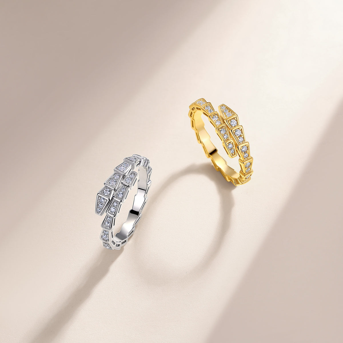 S925 Silver Snake-wound Mosanite Ring