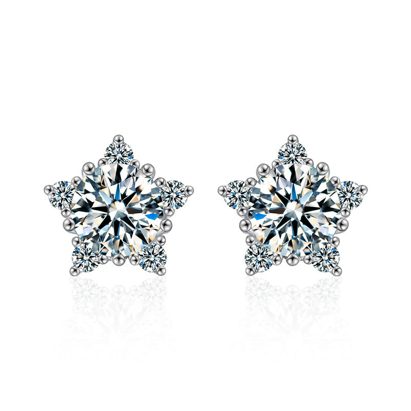 Moissanite & S925 Sterling Silver Star Stud Earrings