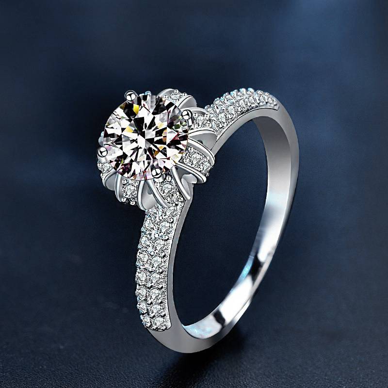 S925 Sterling Silver “Rose Fountain” Moissanite Ring
