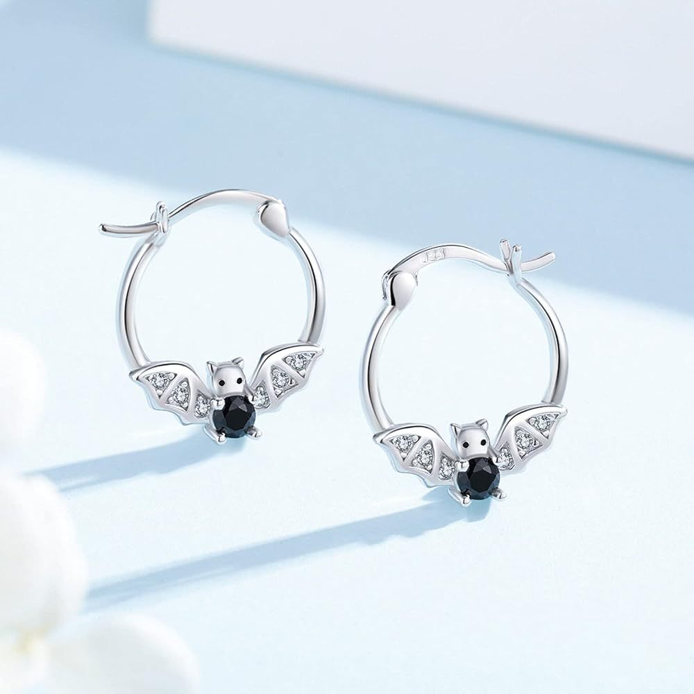 S925 Sterling Silver Halloween Little Bat Earrings