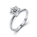 925 Sterling Silver Adjustable Six-Prong Moissanite Ring