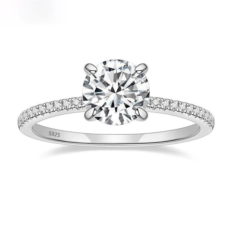 S925 silver four-claw 1.2-carat zircon silver ring