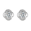 925 Sterling Silver Moissanite Four-Leaf Clover Stud Earrings