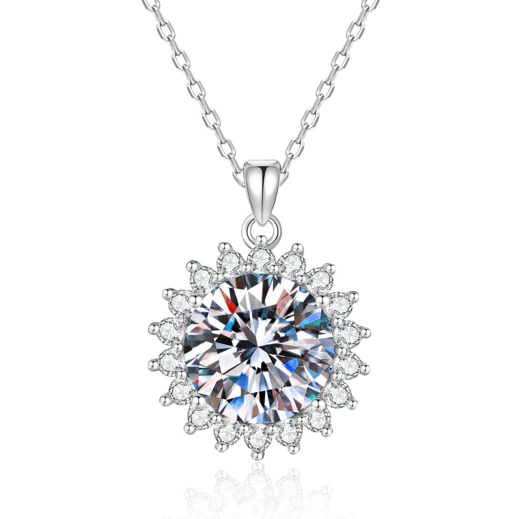 S925 Sterling Silver Sunflower Moissanite Necklace