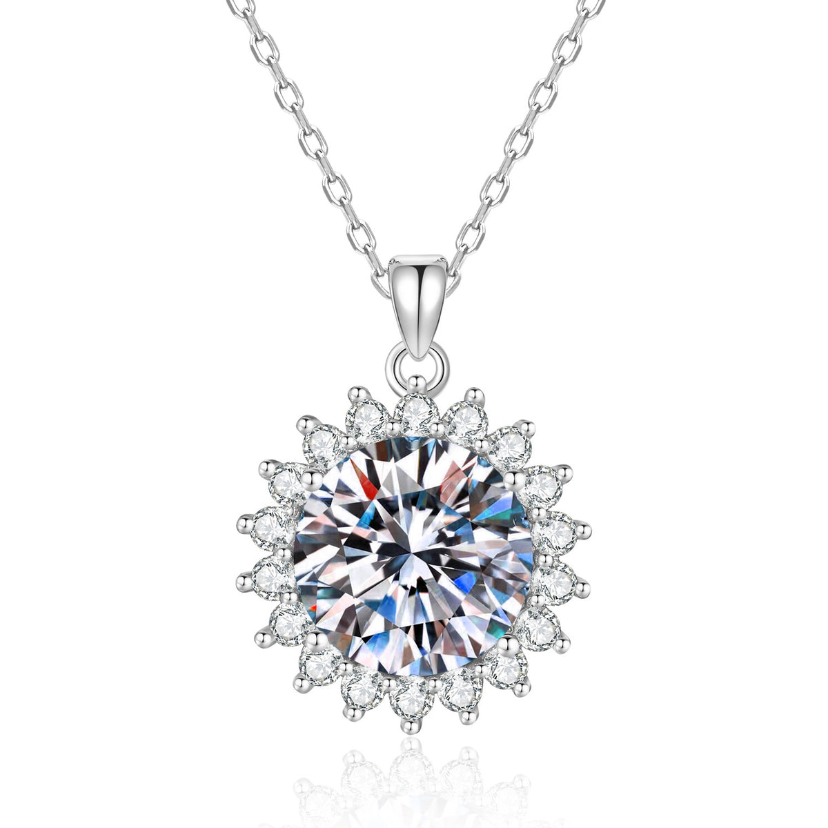 S925 Sterling Silver Sunflower Moissanite Necklace