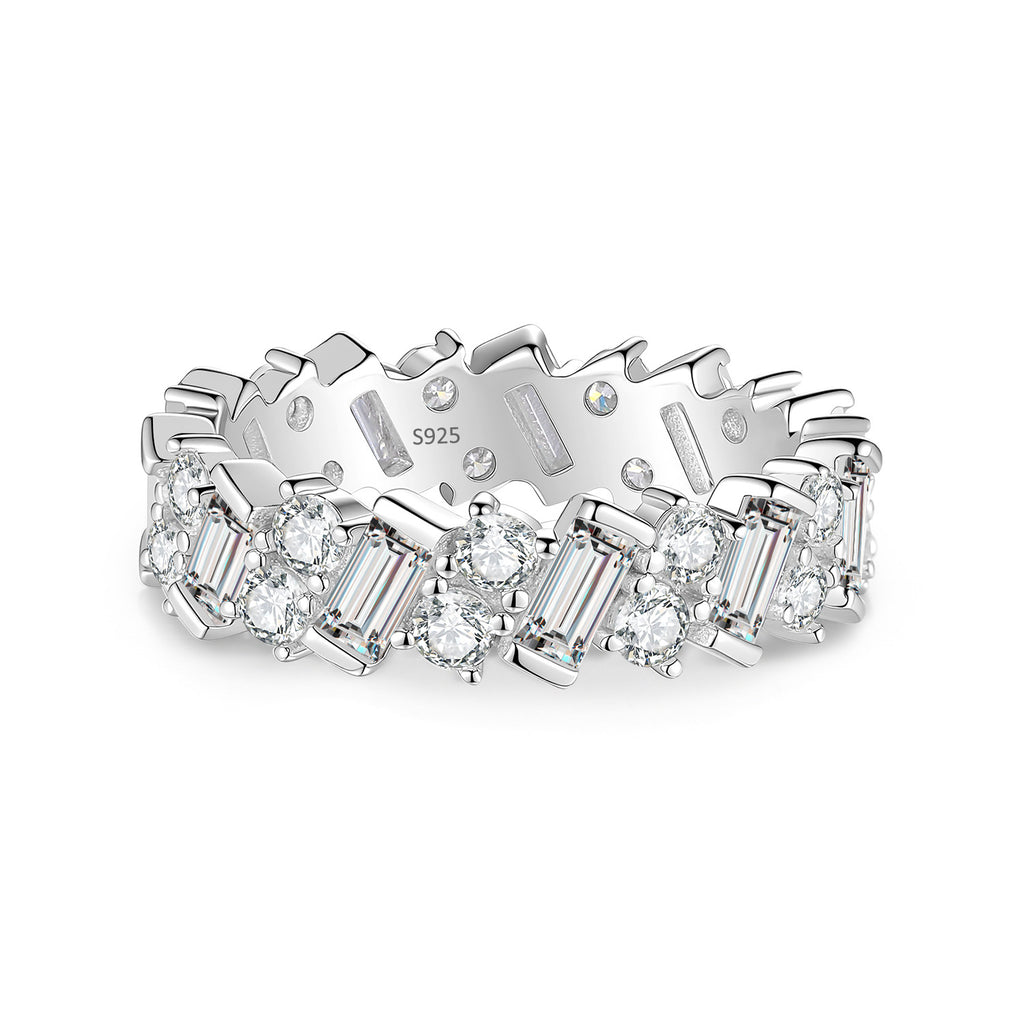 S925 Sterling Silver Rectangular Moissanite Ring