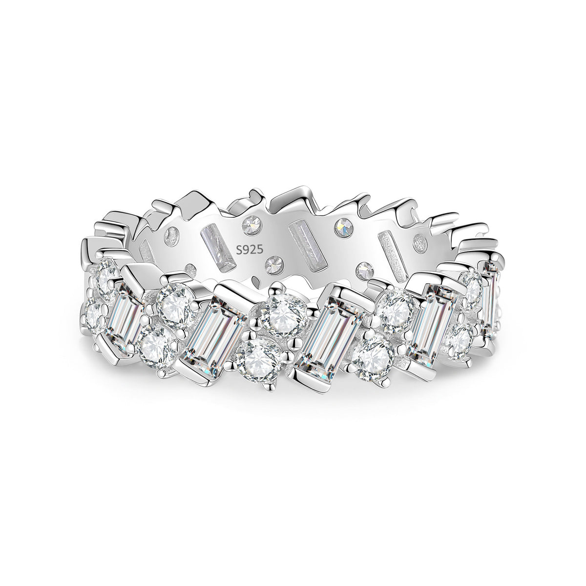 S925 Sterling Silver Rectangular Moissanite Ring