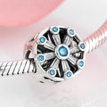S925 Sterling Silver Snowflake Beaded Blue Zircon Pendant
