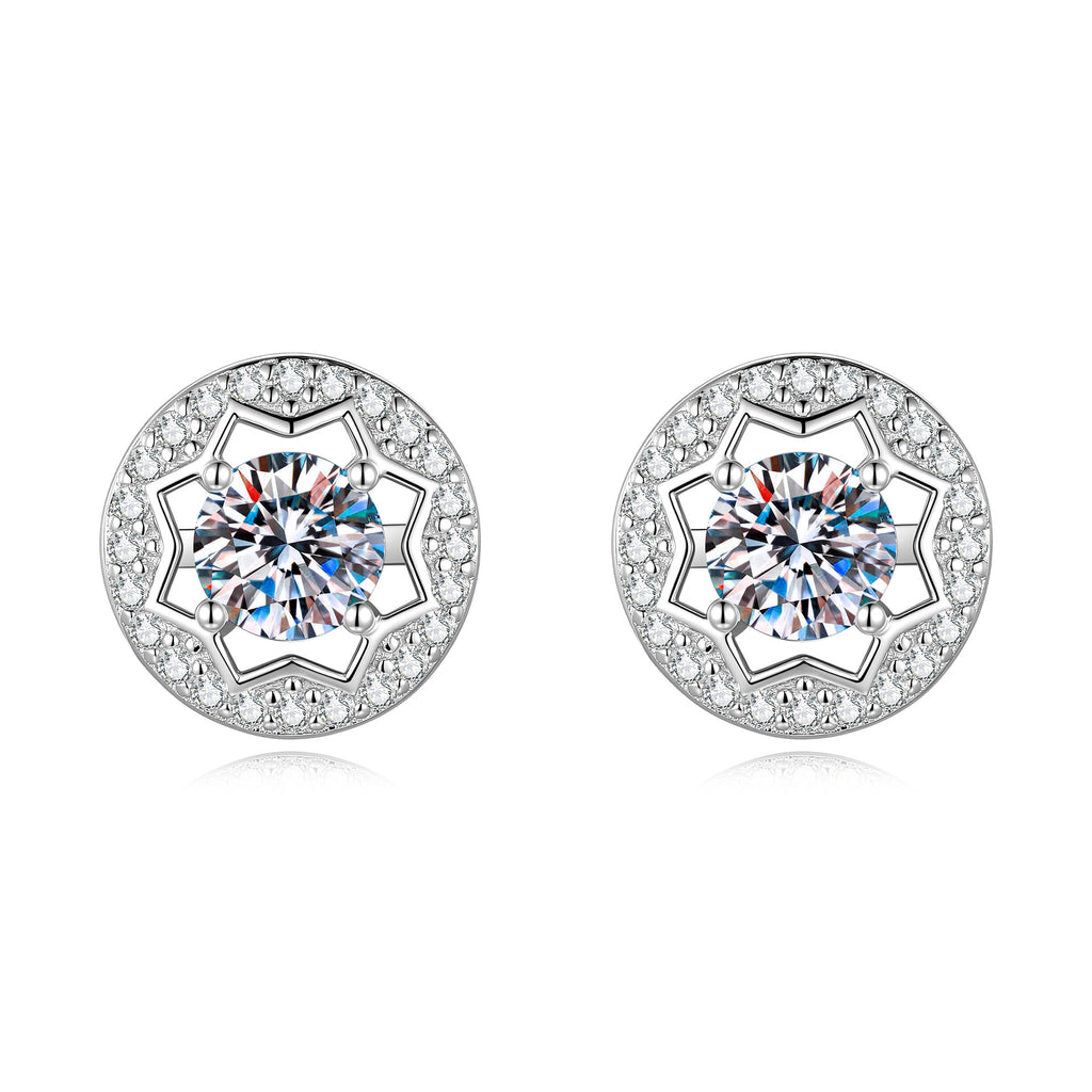 S925 Silver Round Bezel-Set Moissanite Stud Earrings