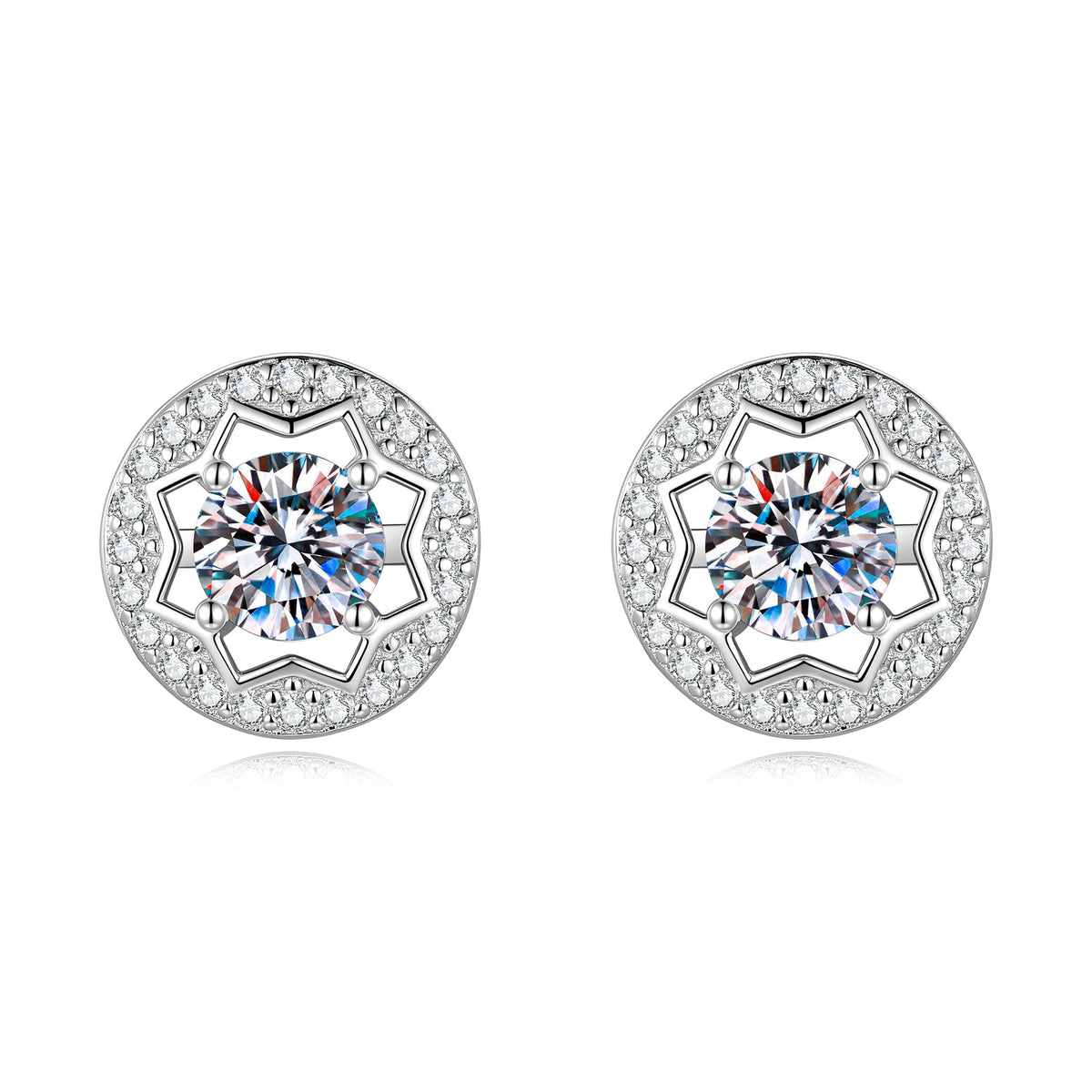 S925 Silver Round Bezel-Set Moissanite Stud Earrings