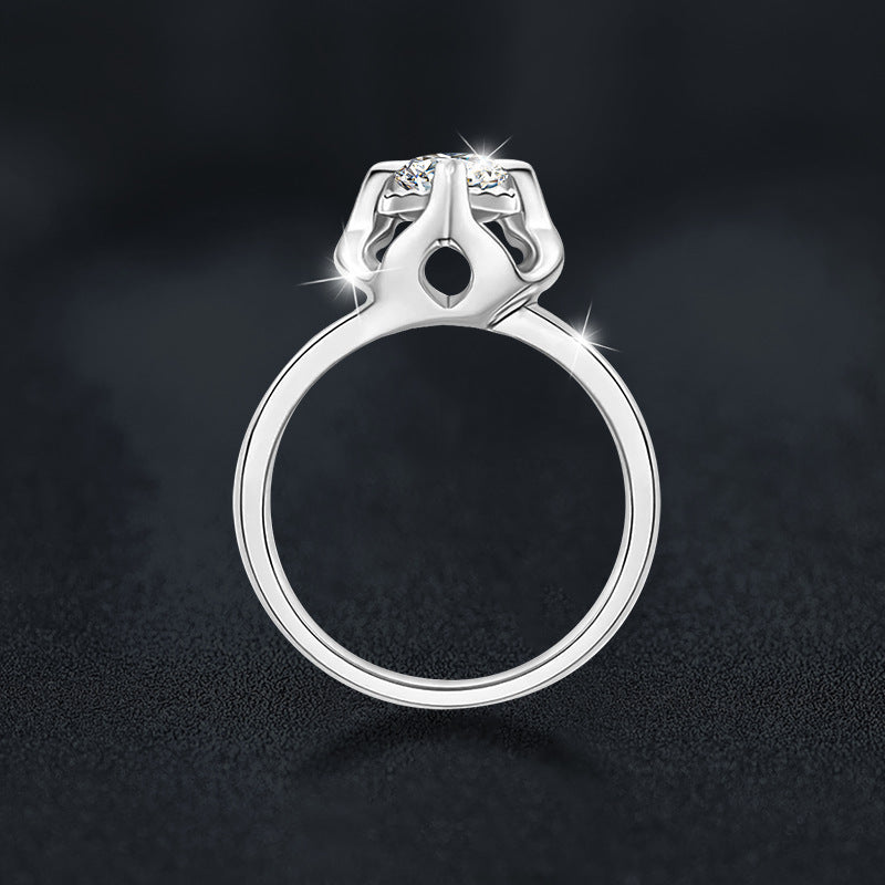 925 Sterling Silver Unique Snowflake Moissanite Ring
