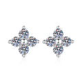 S925 Sterling Silver Four-Leaf Clover Moissanite Stud Earrings