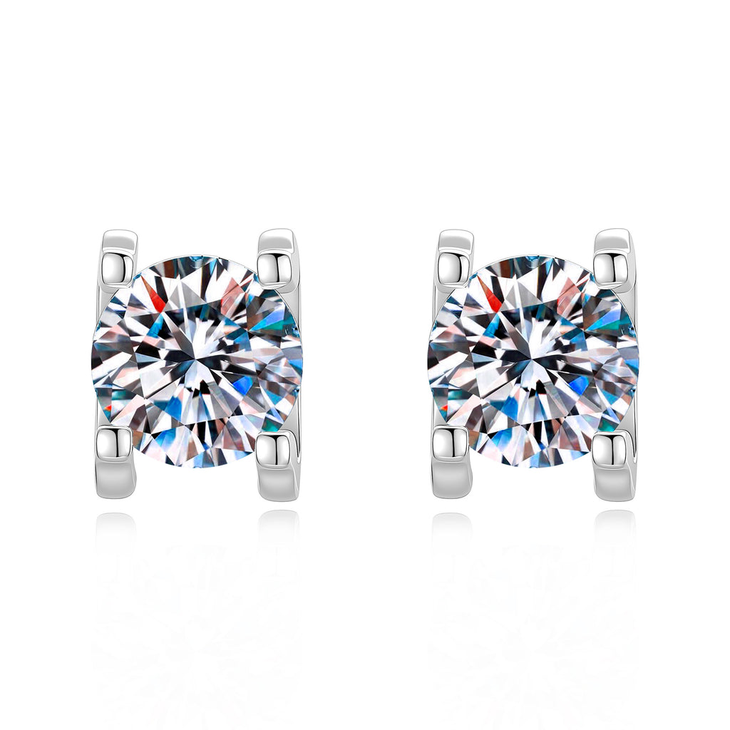S925 Sterling Silver Moissanite Bullhead Stud Earrings