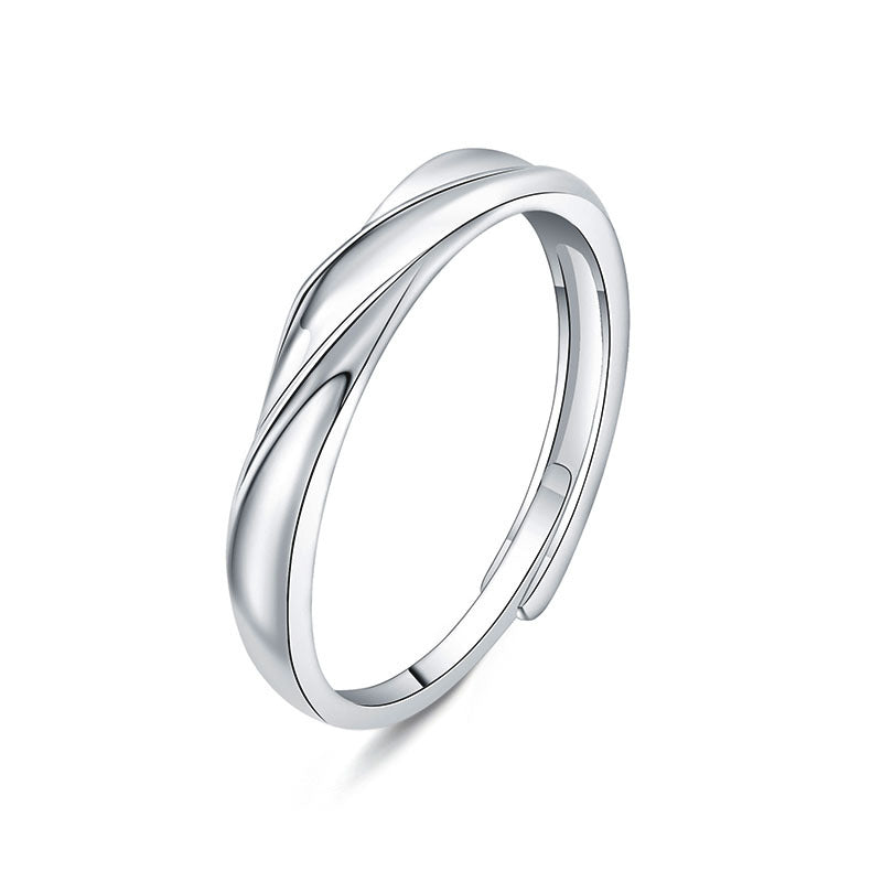 S925 Sterling Silver Wave Moissanite Couple Ring
