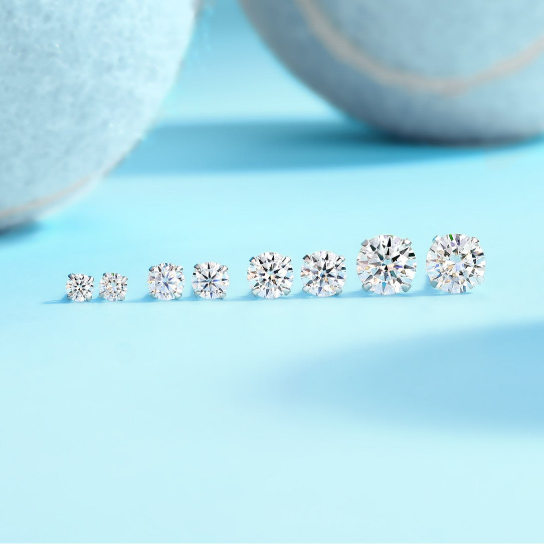S925 Sterling Silver Round Moissanite Earrings for Sensitive Ears
