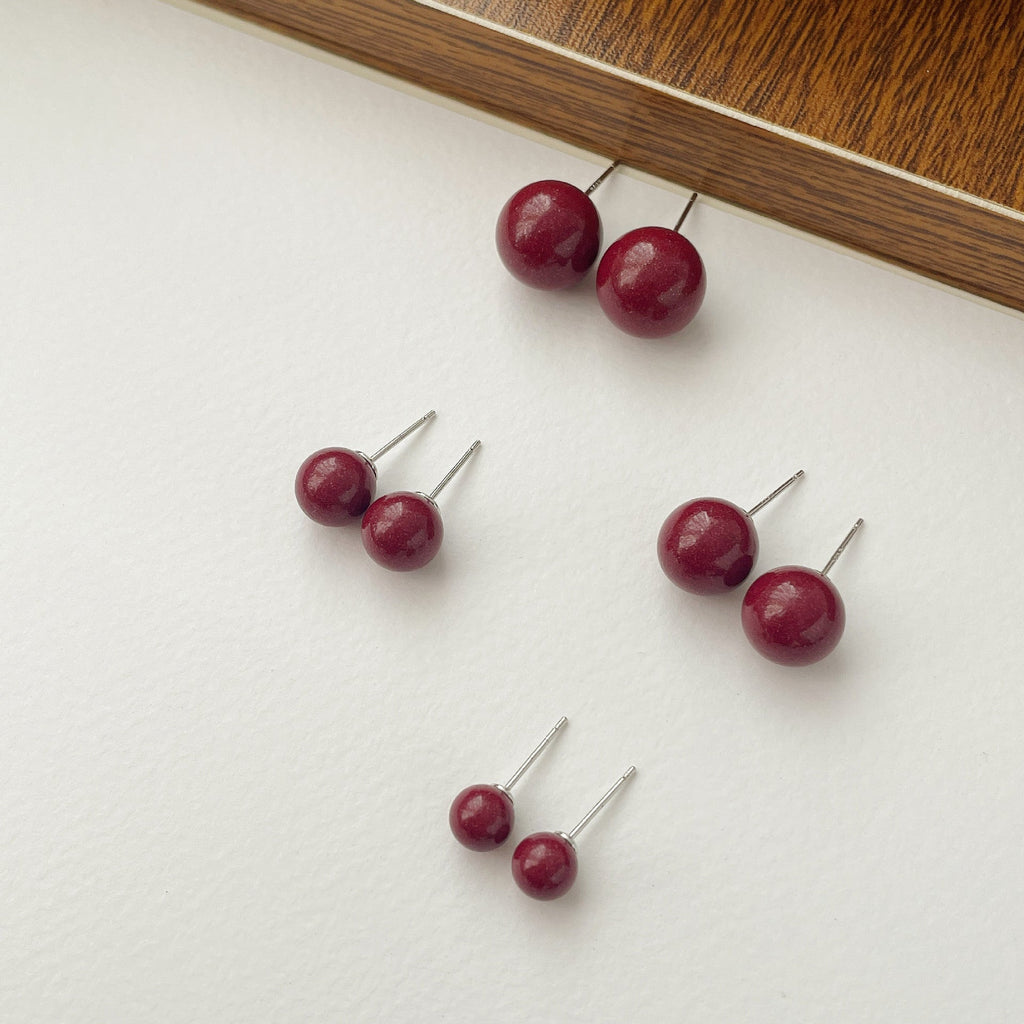 925 sterling silver cinnabar earrings - silvery