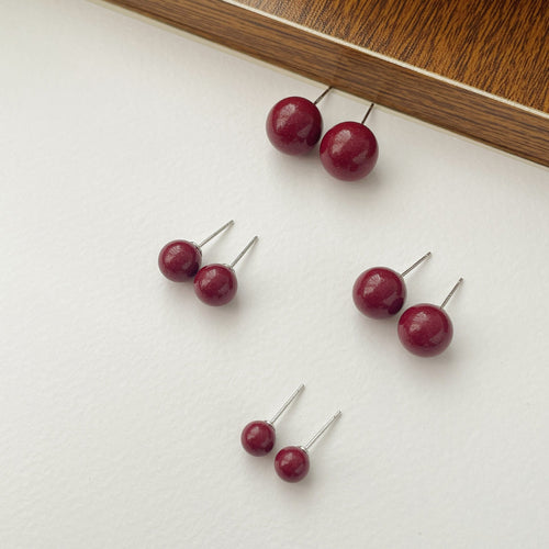 925 sterling silver cinnabar earrings - silvery