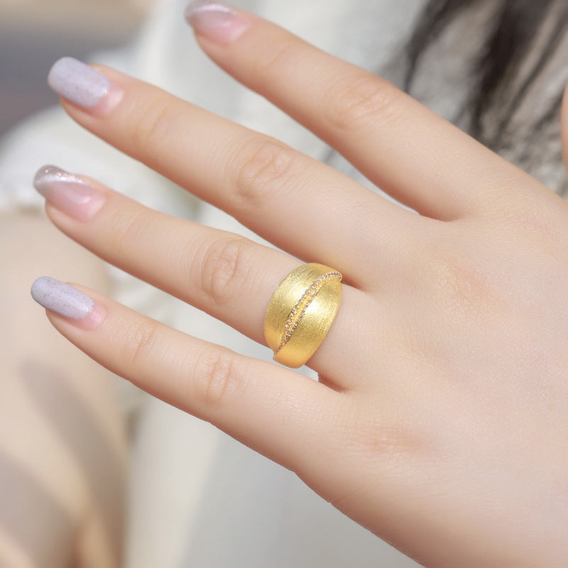 S925 Sterling Silver Gold-Plated Full Zircon Inlaid Ring
