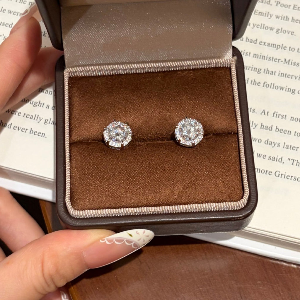 S925 Sterling Silver Moissanite Stud Earrings
