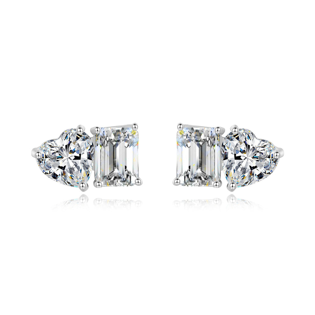 S925 Sterling Silver Heart-Shaped Moissanite Earrings