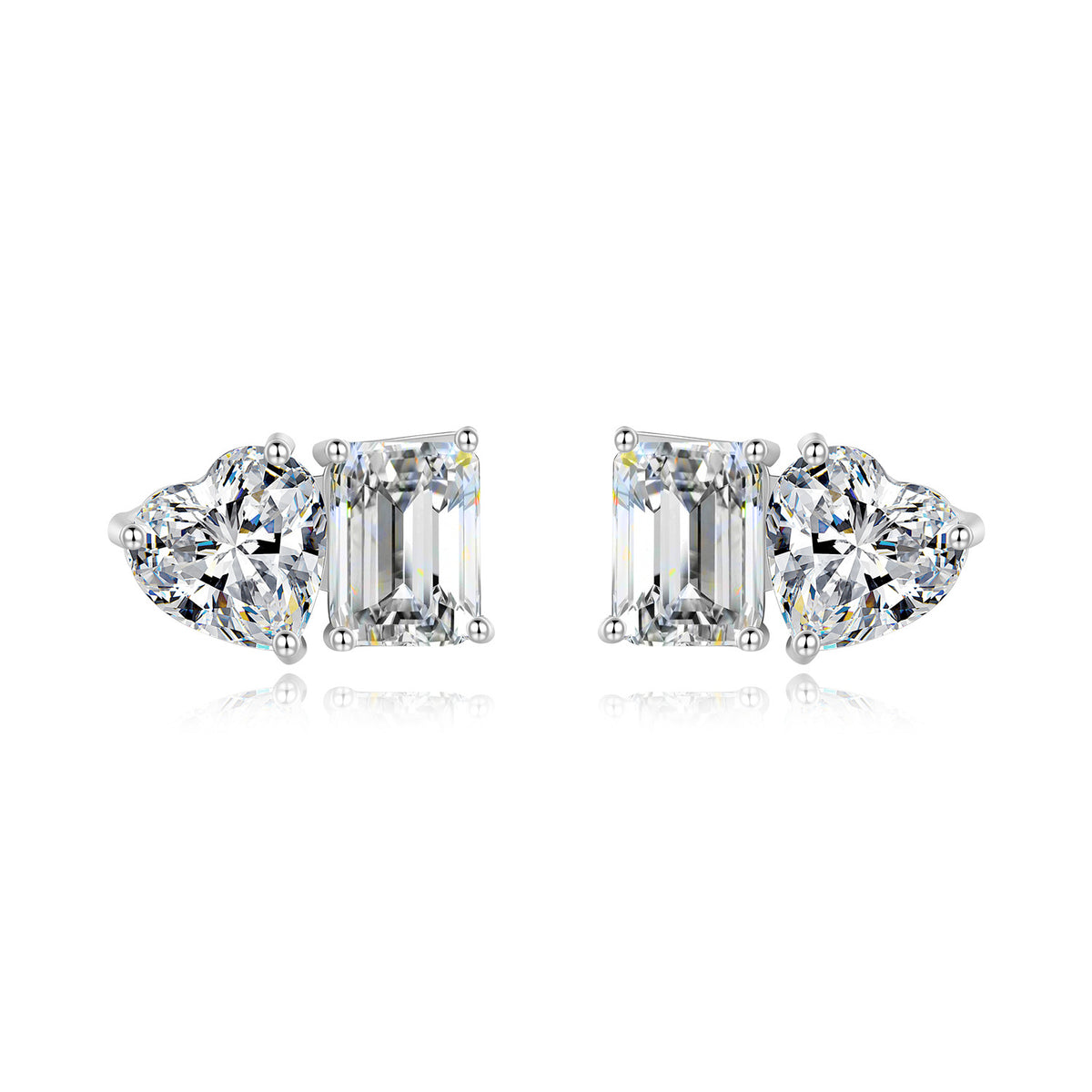 S925 Sterling Silver Heart-Shaped Moissanite Earrings