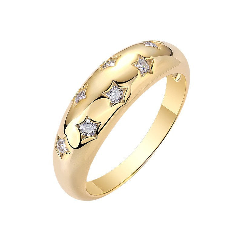S925 Silver Gold-Plated Moissanite Ring